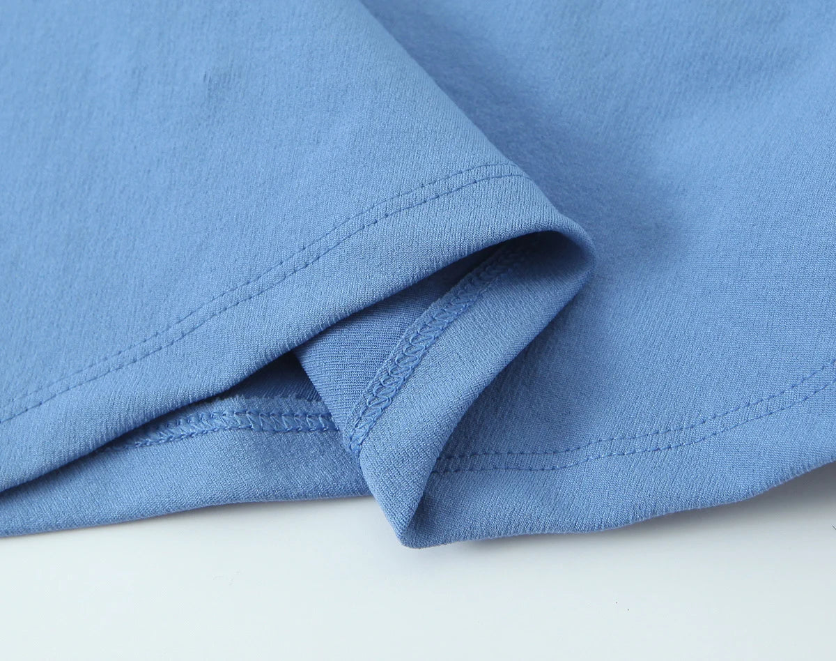 Women's French Temperament Blue Vest Camisole Waist Cinching Slit Long Dress