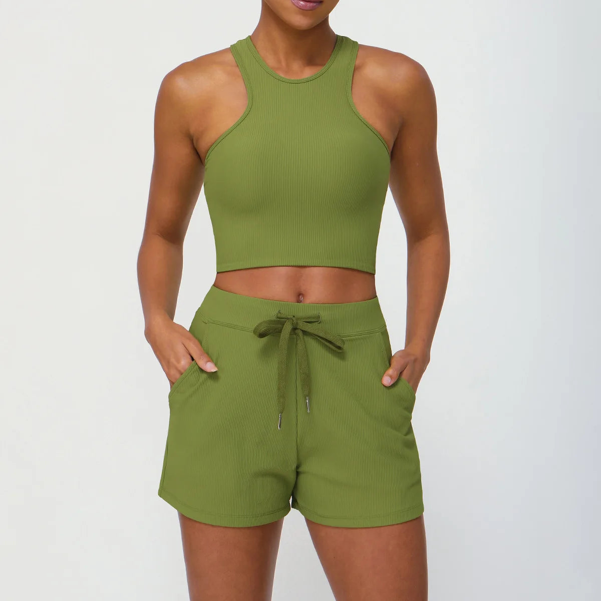 Women's Two Pieces Fitness Yoga Set Gym Breathable Quick Dry Running Short Sportswear Workout Set