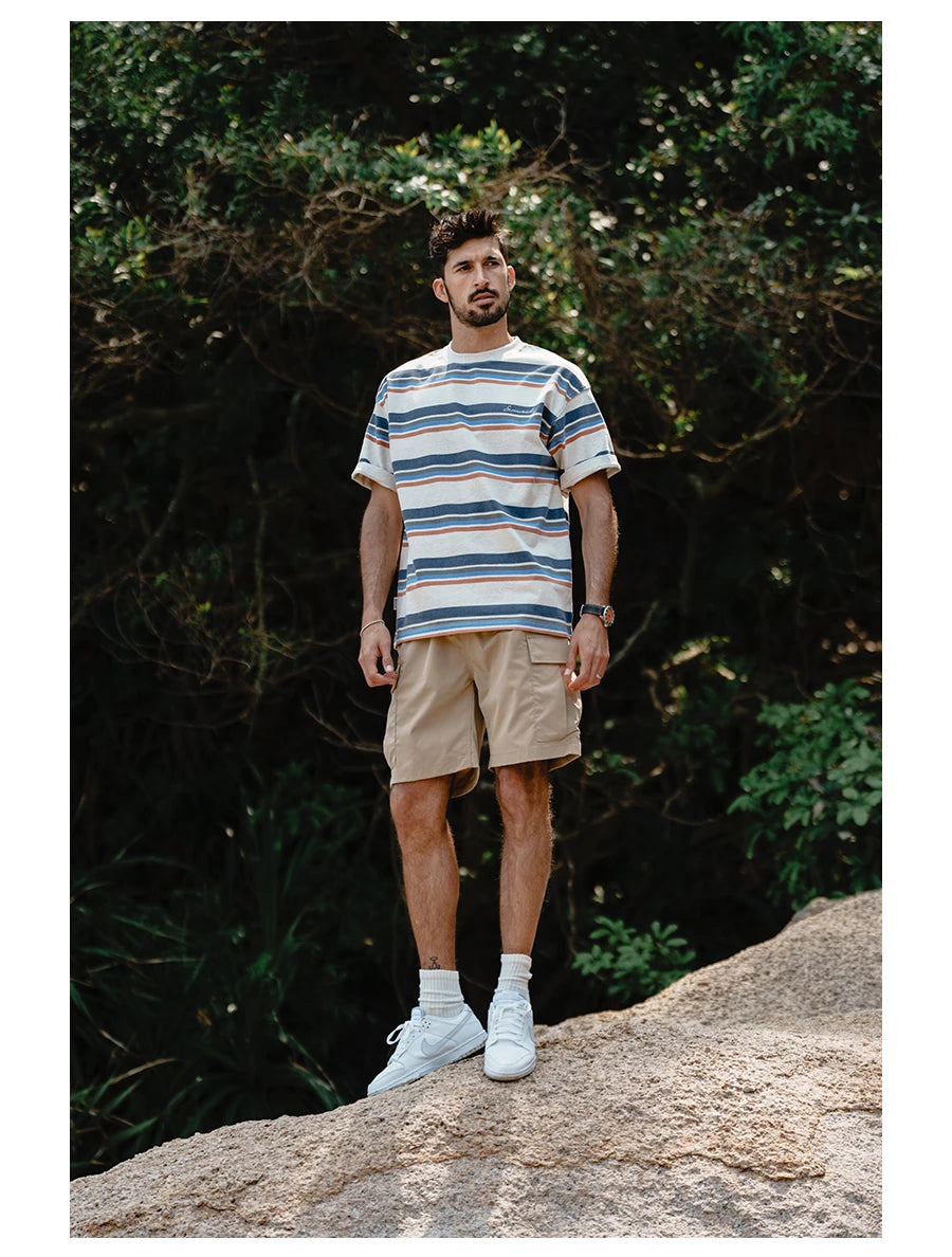 Men's Oversize Lightweight 190g Quick Dry Fabric Cargo Drawstring Shorts
