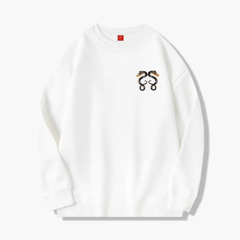 Snake Embroidery Crew Neck Sweater