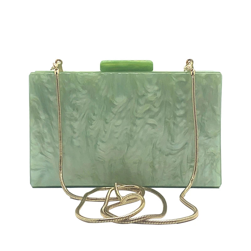Women's Green Acrylic Crossbody Bag - Luxury Designer Clutch Shoulder Bag