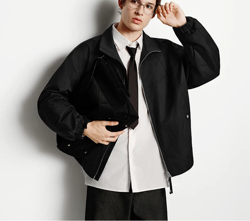 Loose Fit Stand Collar Minimalist Fashion Casual Jacket