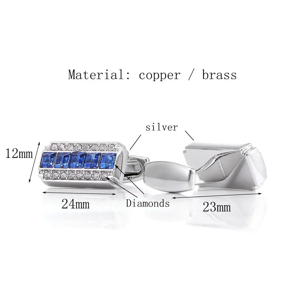 Rhinestone Crystal Cufflinks - Men's Elegant Wedding Formal Accessories