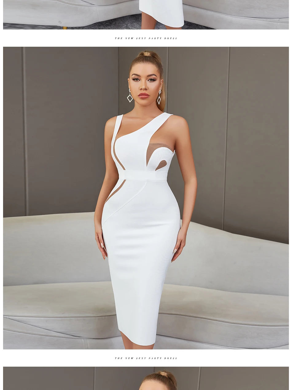 Backless Bandage Midi Dress - Sleeveless Bodycon Party Dress