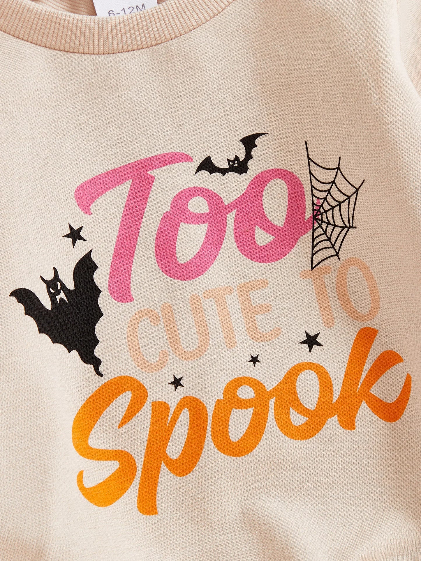 Baby Girl's Halloween Outfit Set - Cartoon Letter Sweatshirt & Ghost Tulle Skirt