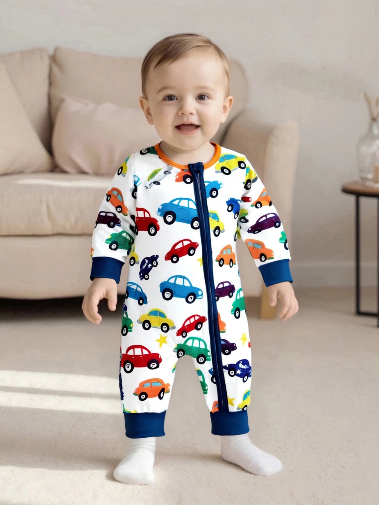 Baby Boys Car Print Zip-Up Romper (0-18M)