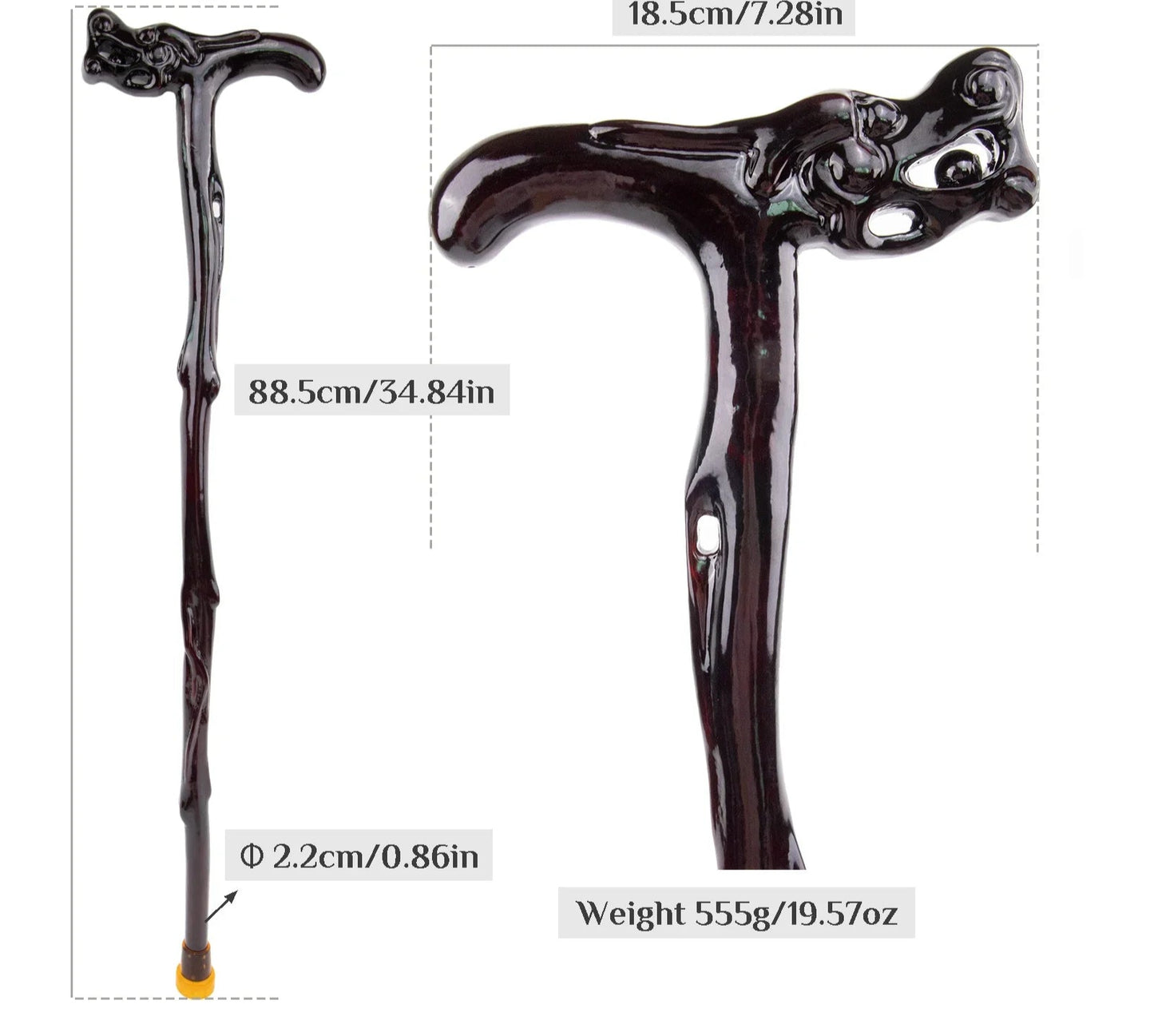 Dragon Bite Ball Wooden Walking Stick - Decorative Fantasy Cane 88cm