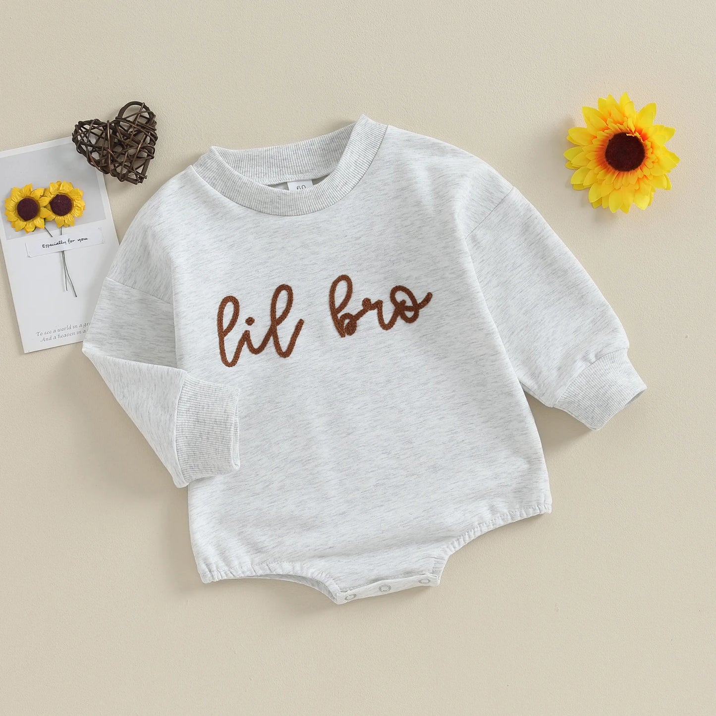 Toddler Baby Boys Sweatshirt Romper - Long Sleeve Letter Print Pullover Jumpsuit (0-4Y)