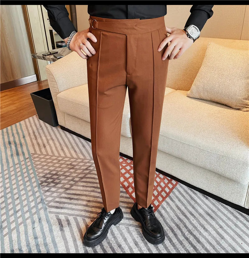 Men's British Style Slim Fit Smart Casual Trousers