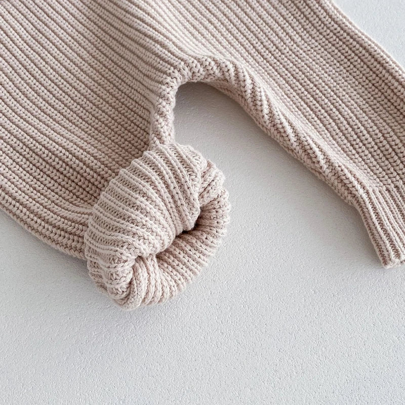 0-3Y Baby Boys Girls Overalls Jumpsuits Sleeveless Front Pocket Solid Colour Knitted Romper Outfit