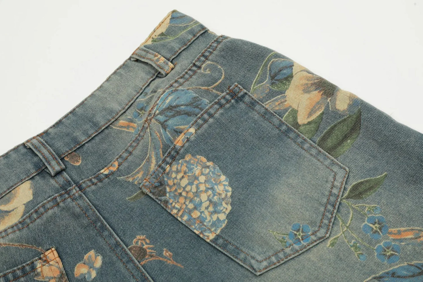 Men's Floral Print Jeans