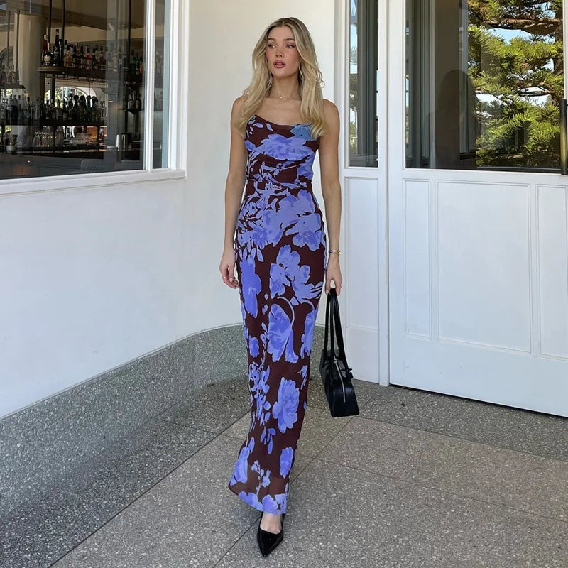 Mesh Maxi Dress - Backless Party Dress for Women