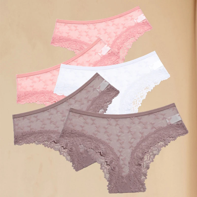 Women's Lace Panties Set - 5 Pack Floral Hollow Out Briefs (S-XL)