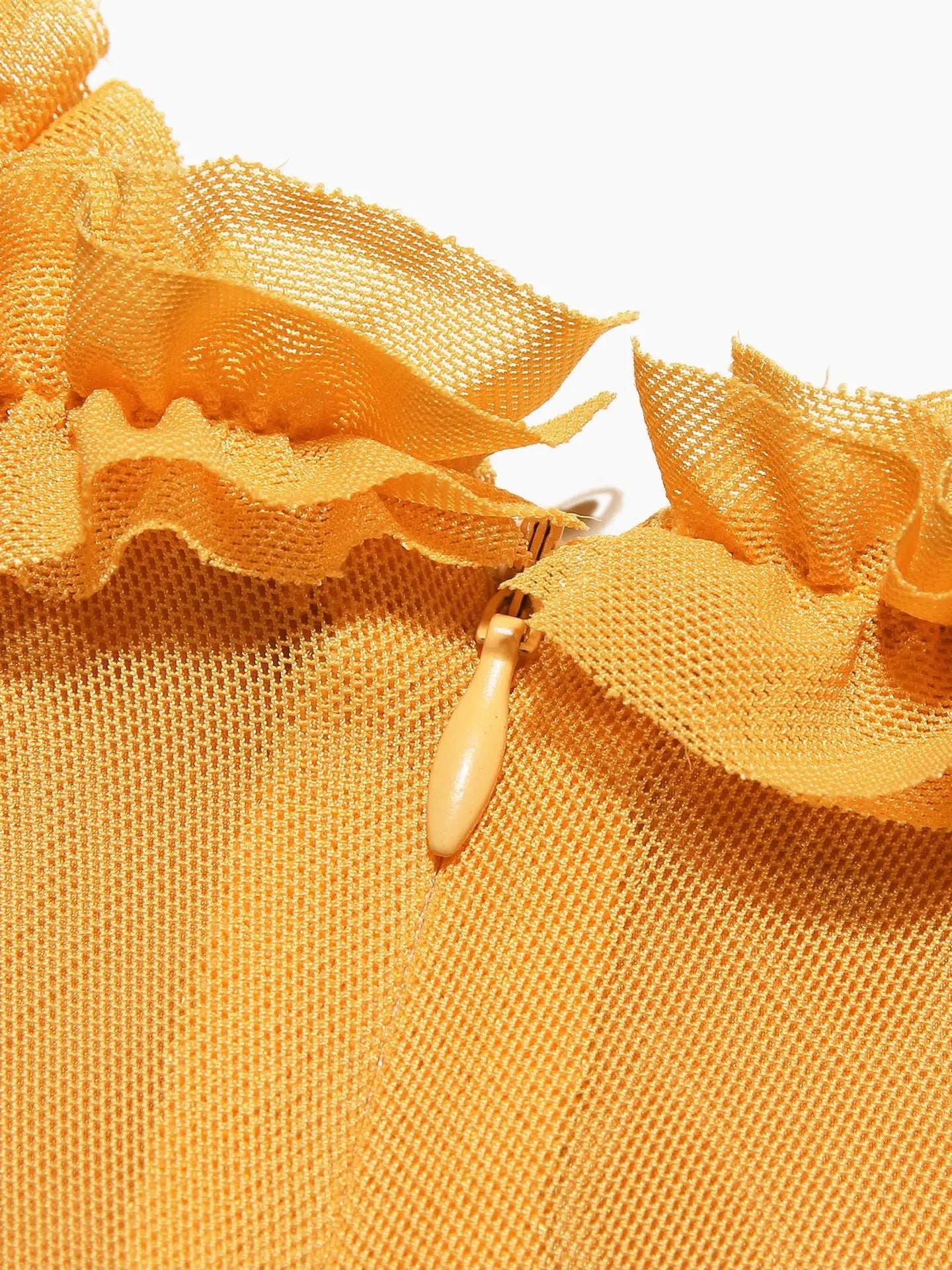 Women's Sheer Mesh Ruffled Front Gown Elegant Draped Prom Cocktail Maxi Dress Solid Fairy Ruched Slip Dress