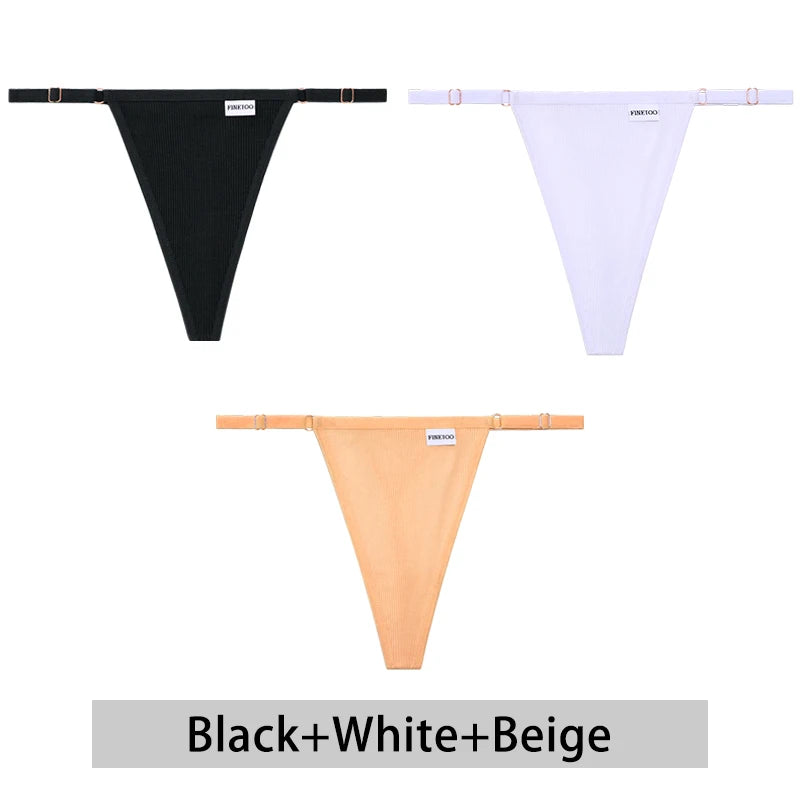 Women's Cotton Thong Set - 3 Pack Low-Rise Bikini Panties