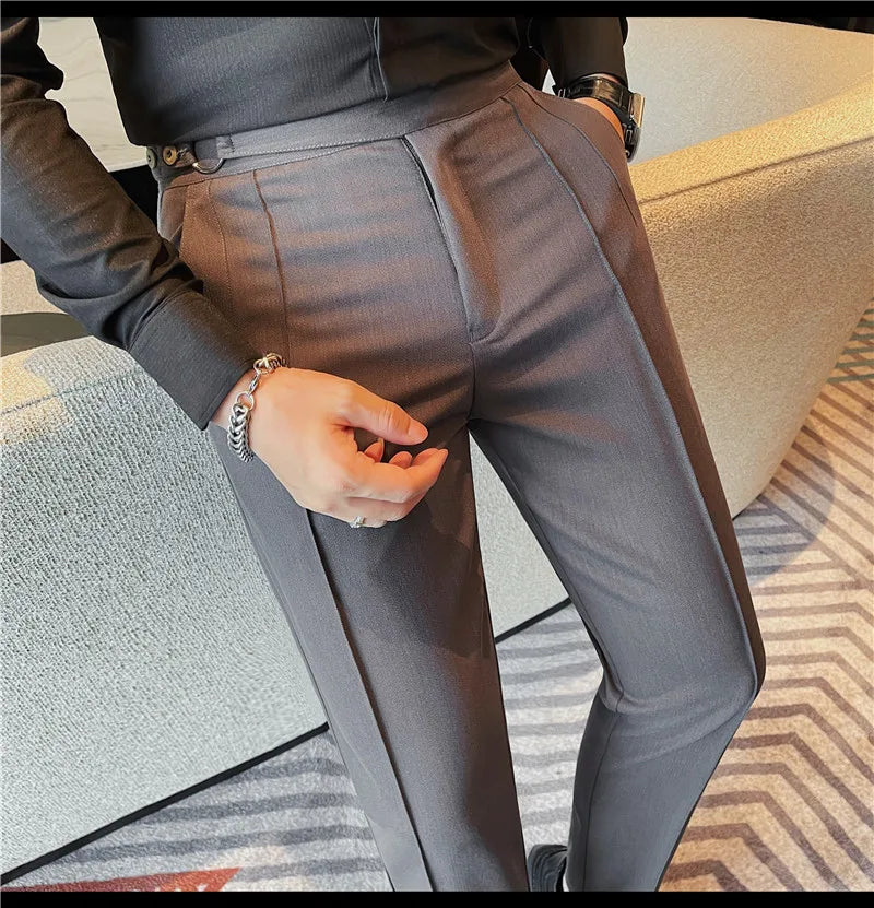 Men's British Style Slim Fit Smart Casual Trousers