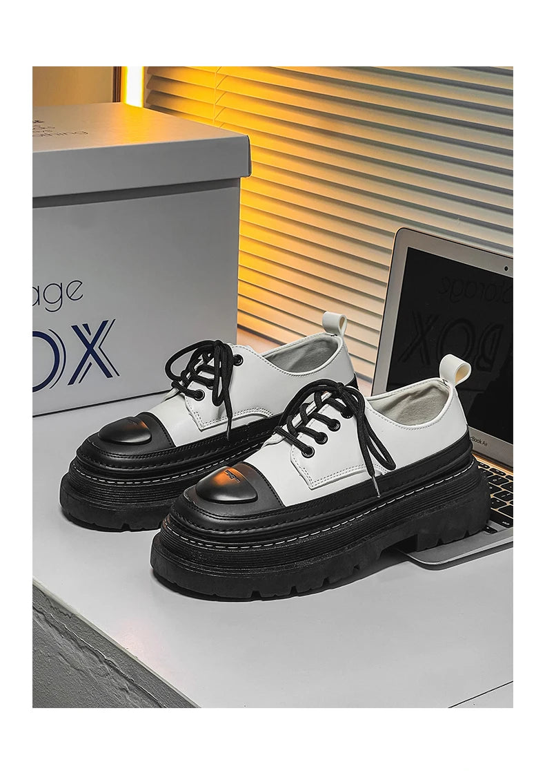 Men's Leather British Style Oxfords Casual Platform Business Loafer Shoes