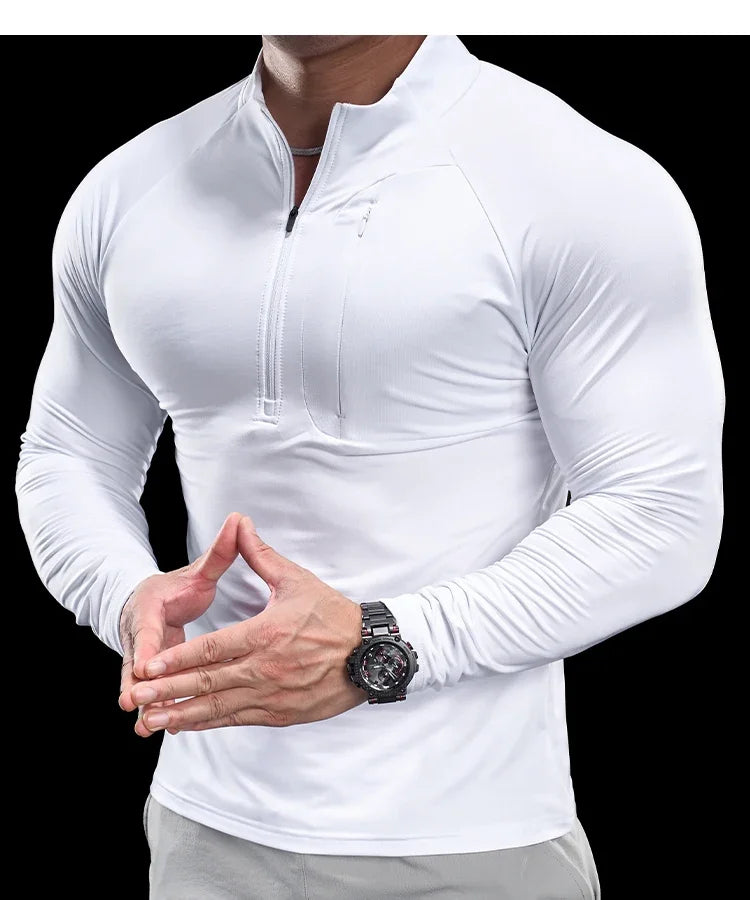 Men's Gym Fitness Quick Dry Running Sport Long Sleeves Trackwear Bodybuilding Training Top