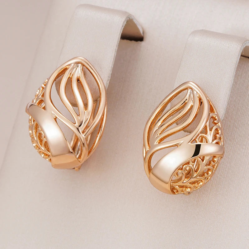 Glossy Dangle Earrings For Women 585 Rose Gold Colour