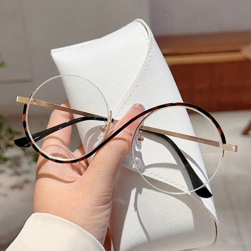 Women's Semi-Rimless Round Frame Fashion Eye Glasses