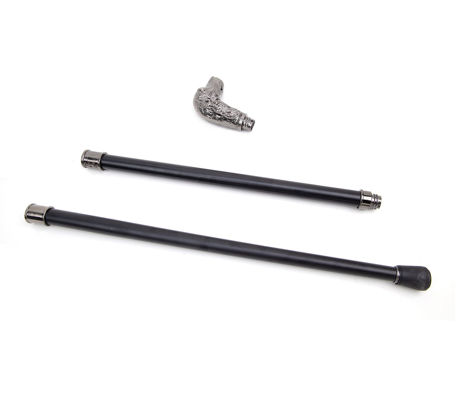 Elegant Dog Head Walking Cane - Decorative Silver Walking Stick 93cm