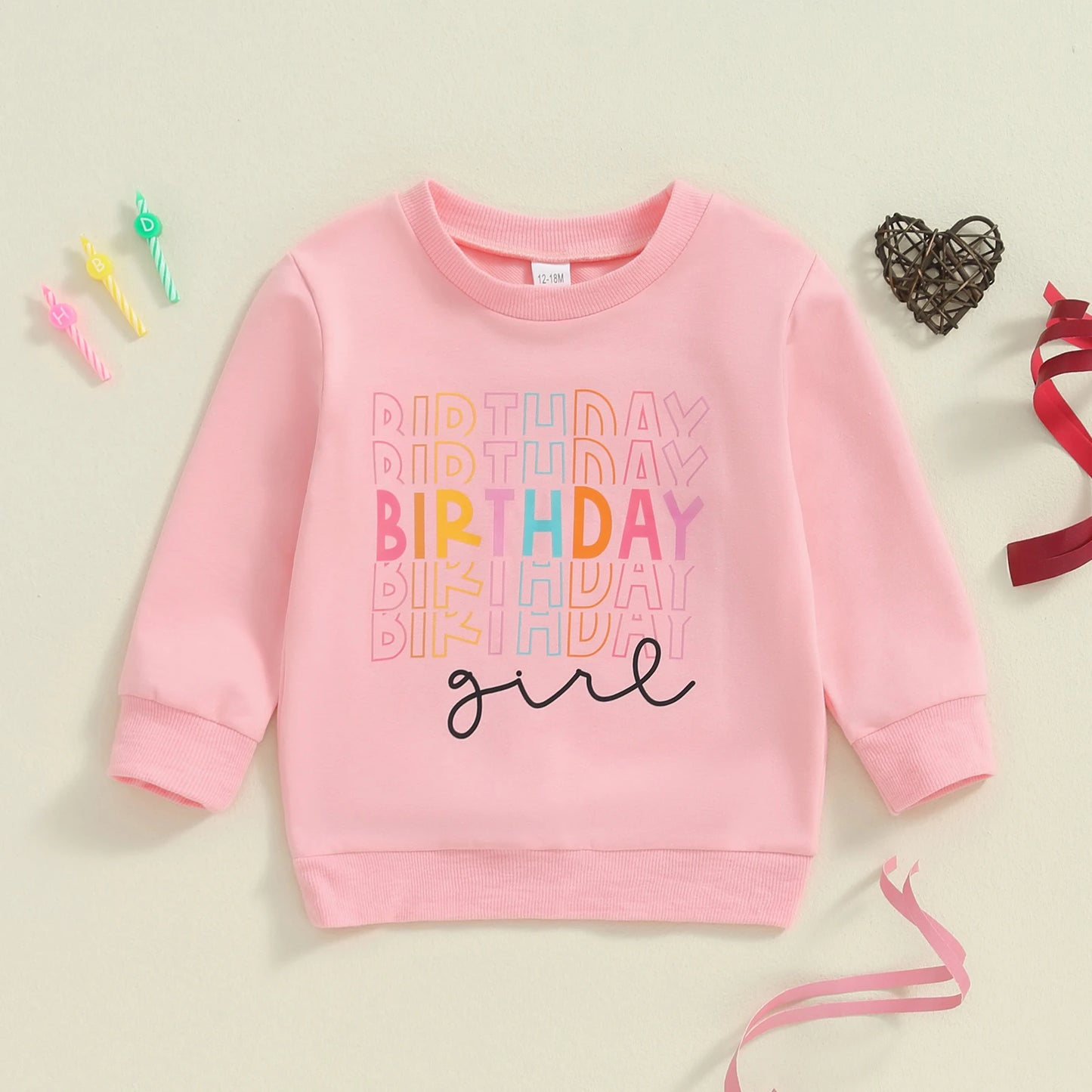 Kids Girls Birthday Sweatshirt with Letter Print (2-6Y)