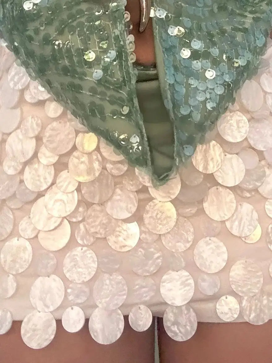 Women's Pearl Skirt Set A Line Skirt High Waist Beach Skirt Bandage Short Top Summer Beach Set