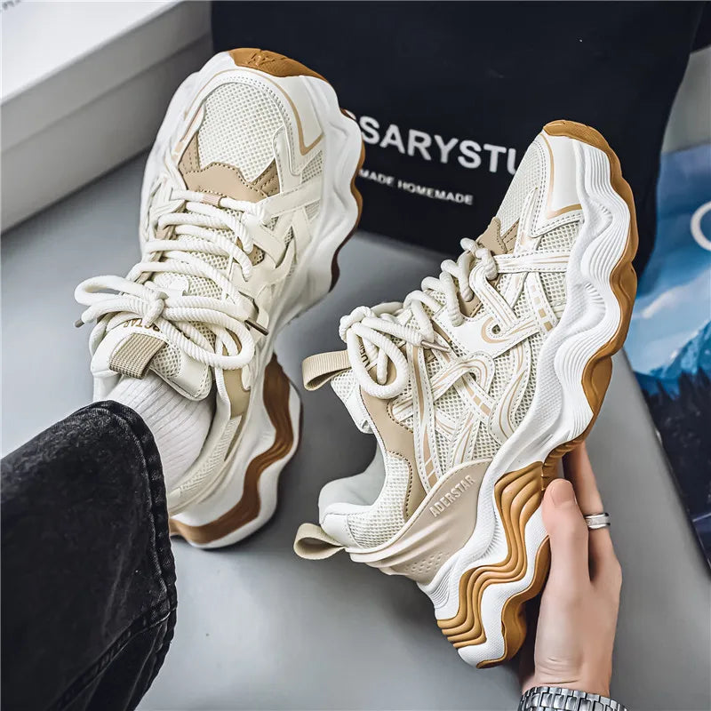 Men's Casual Platform Breathable Sports Shoes Lace Up Sneakers