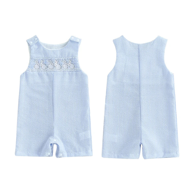 Lovely Baby Easter Romper - Sleeveless Bunny Embroidery Jumpsuit (0-18M)