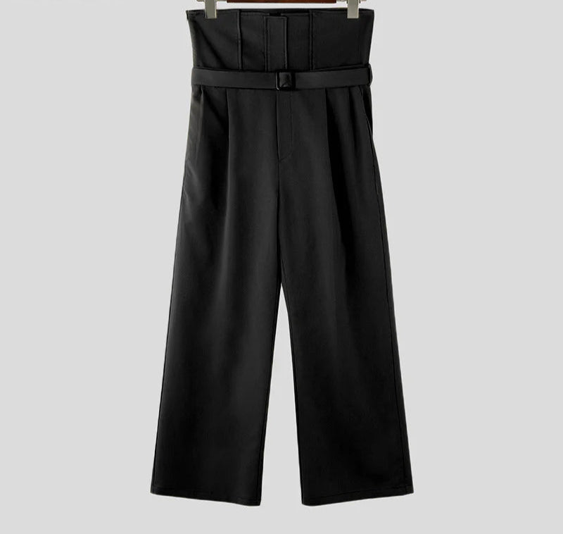 Men's Summer High Waist Pantalons Zipper Long Trousers