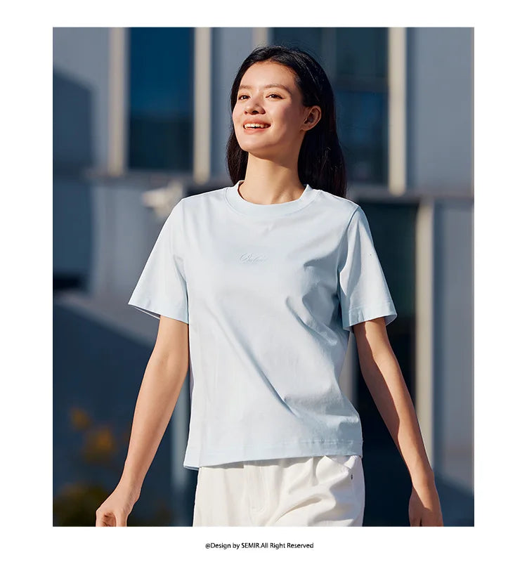 Women's Pure Cotton Short Sleeve T-Shirt - Simple Lettering Design