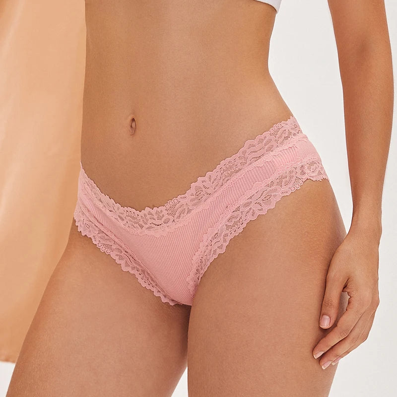 Women's Cotton Brazilian Briefs Set - 5 Pack Lace Underwear
