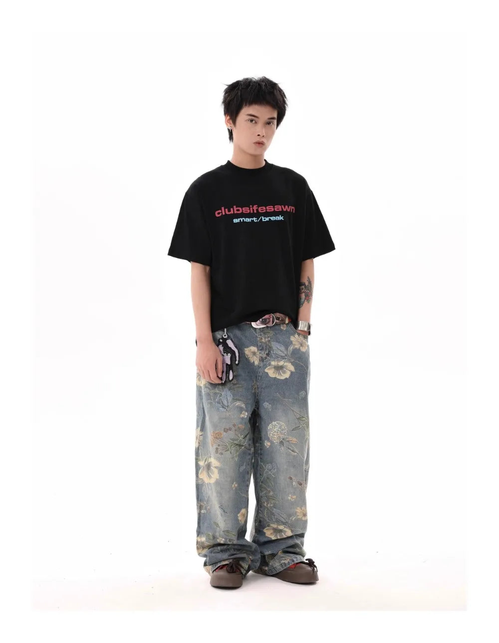 Men's Floral Print Jeans