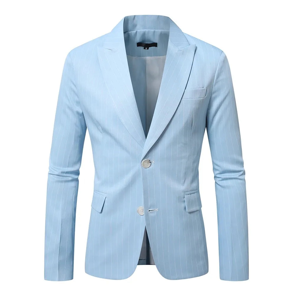 Men's Striped Blazer - Slim Fit Smart Casual Wedding Suit Jacket