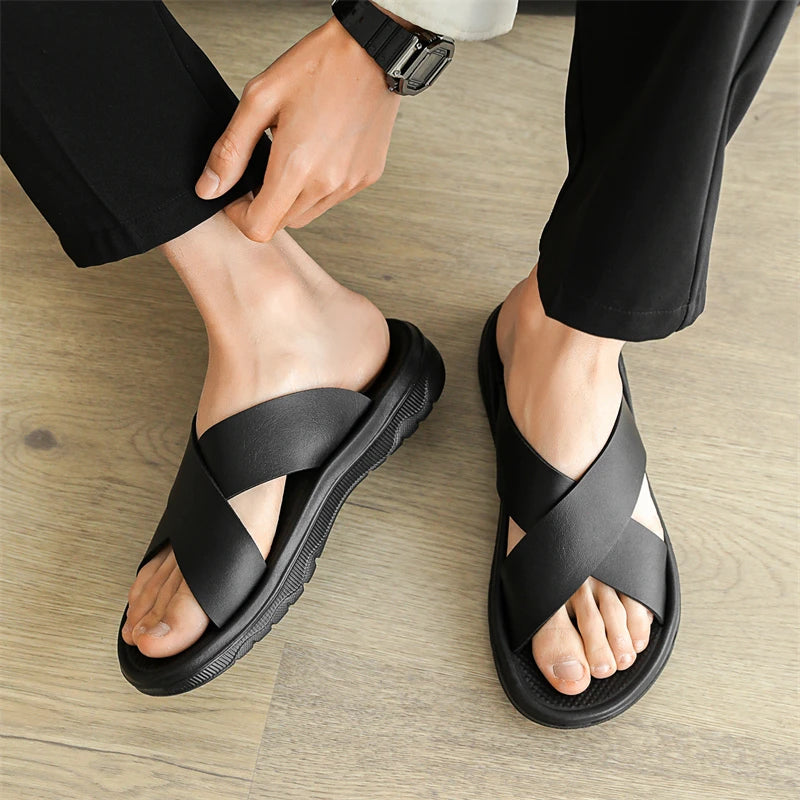 Men's Summer Slides Crossover Slippers Sandals