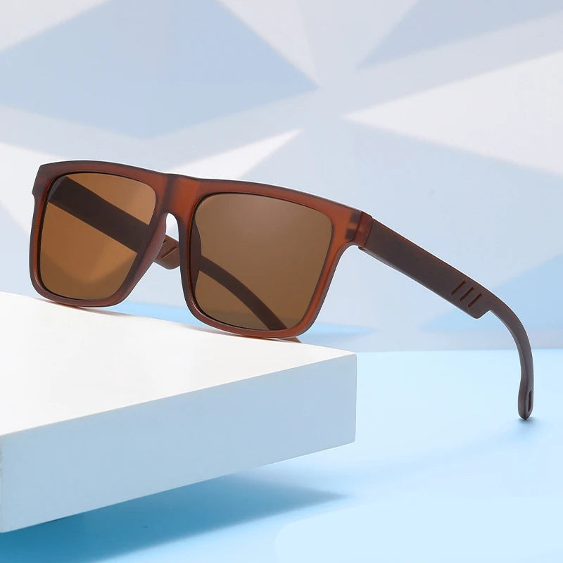 Unisex Square Sunglasses - Wood Effect UV400 Protection Driving Eyewear