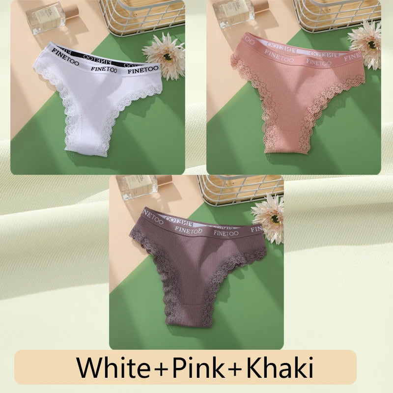 Women's Cotton Lace Low Waist Underwear Thongs G-String Lingerie