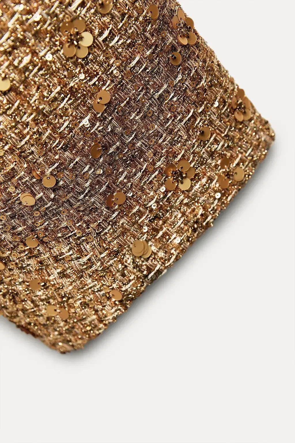 Women's Glitter Chic Sequined Long Sleeve Gold Bomber Jacket