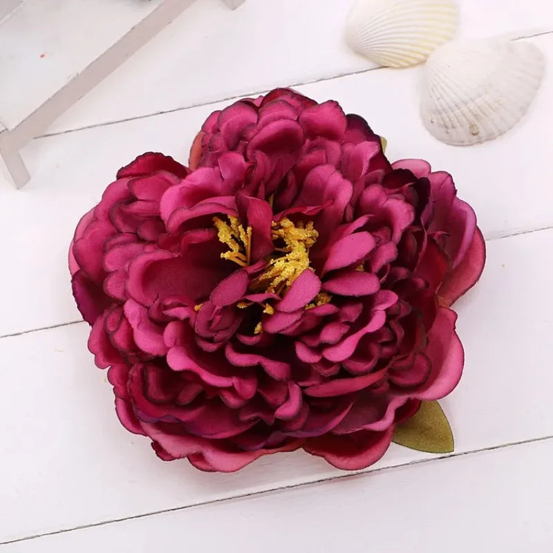 Cloth Art Peony Flower Brooch - Fabric Lapel Pin for Women