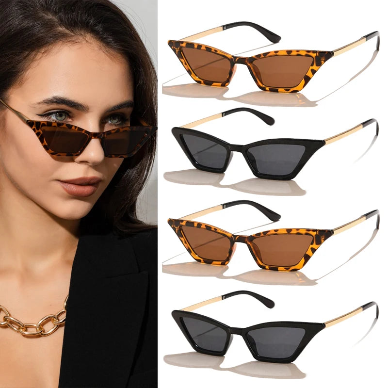 Women's 4pcs Square Triangle Cat Eye Anti UV Sunglasses UV400