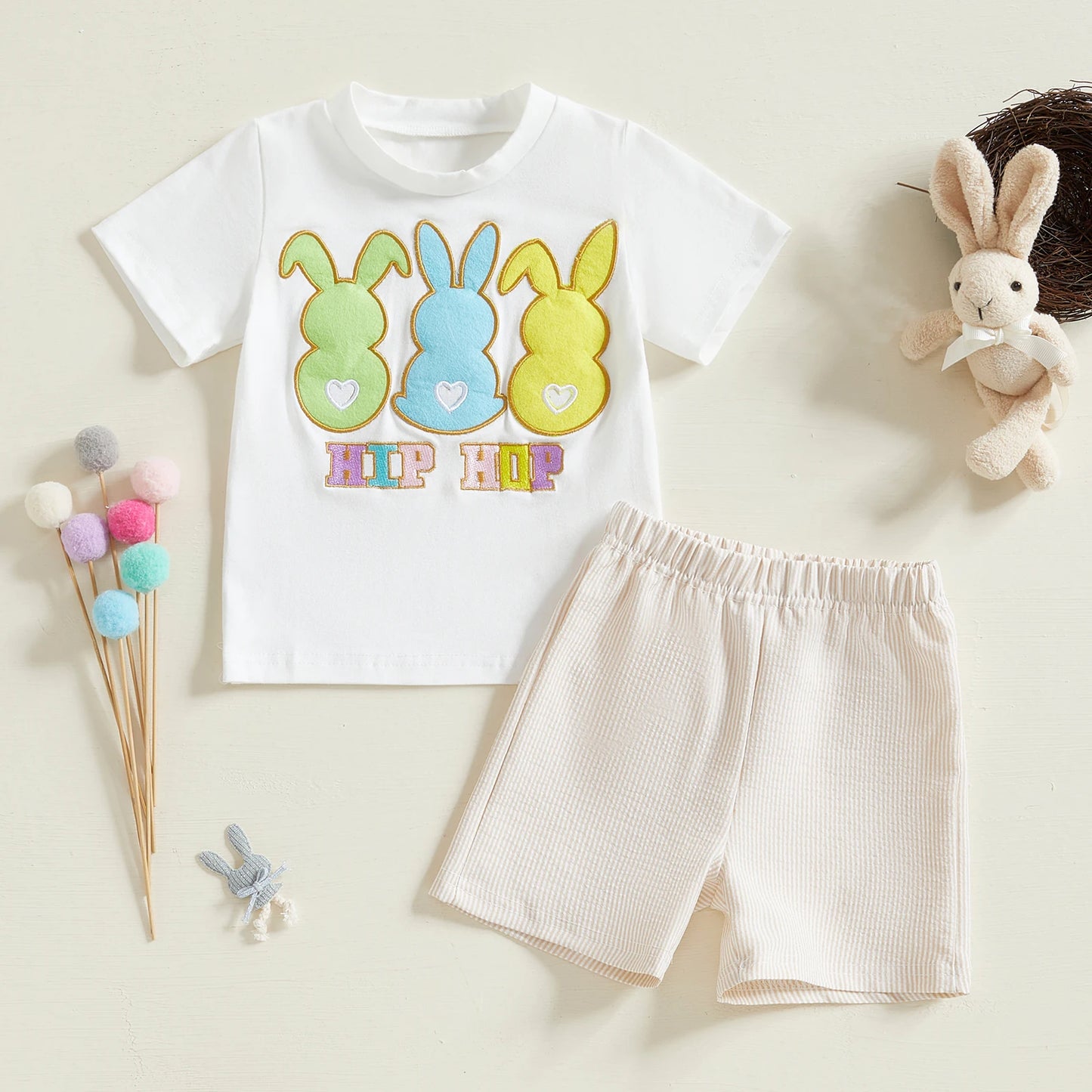 Baby Girls Easter Romper Set - Carrot Print Long Sleeve Jumpsuit with Bow Headband