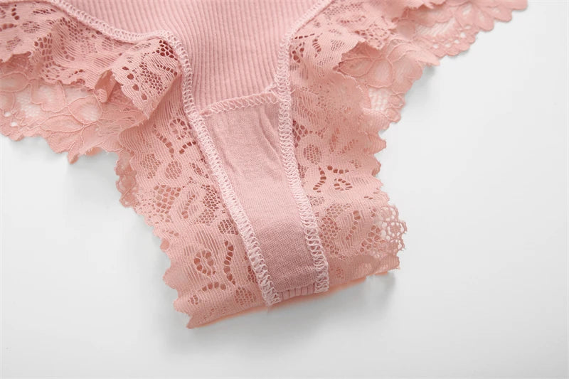 Women's Cotton Brazilian Briefs Set - 5 Pack Lace Underwear