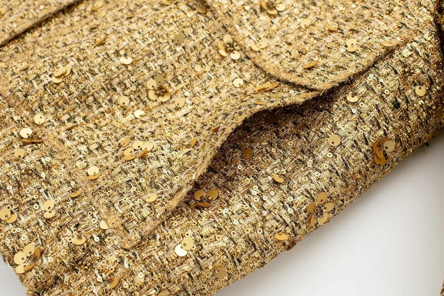 Women's Glitter Chic Sequined Long Sleeve Gold Bomber Jacket