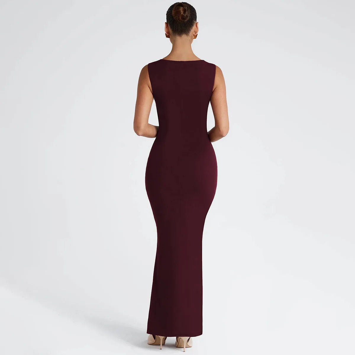 Women's Square Neck Elegant Maxi Outfits Sleeveless Bodycon Dress