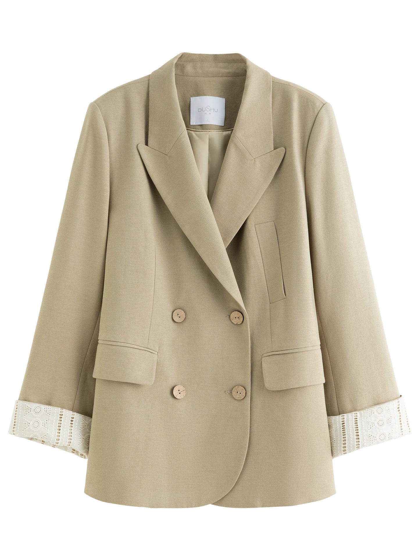 Plus Size Peaked Lapel Embroidery Blazer Dress Set