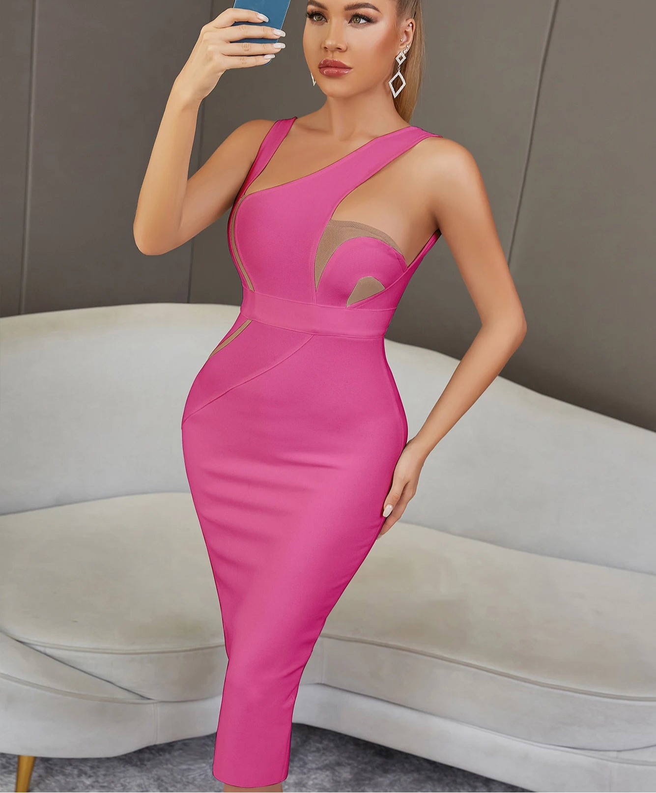 Backless Bandage Midi Dress - Sleeveless Bodycon Party Dress