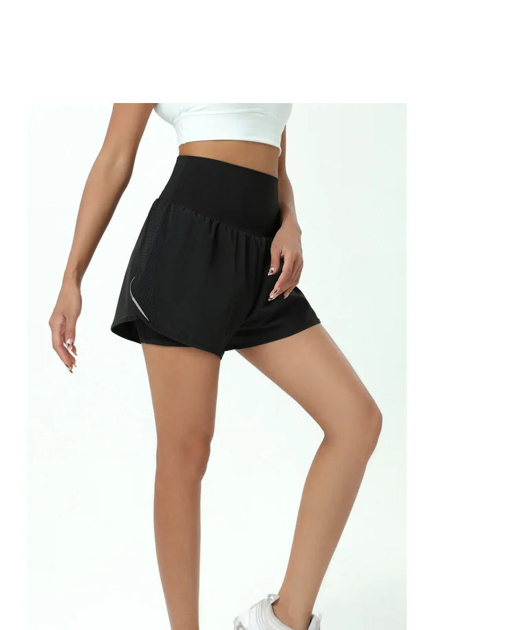 Women's High Waist 2 In 1 Running Breathable Quick Dry Pocket Fitness Gym Sportswear Shorts