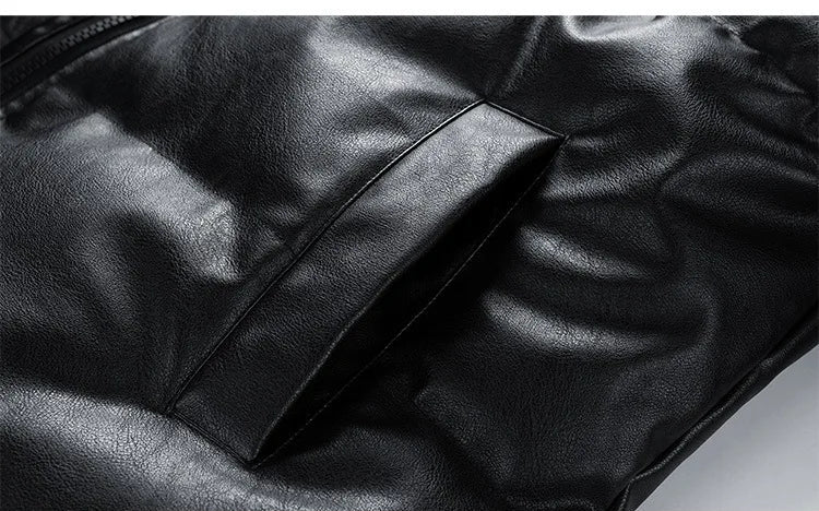 Men's PU leather Stand-up collar thickened cotton-padded Jacket