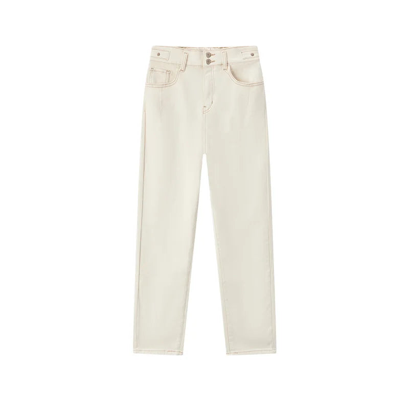 Women's Slim Fit Brushed Jeans - Tapered Winter Denim for Daily Wear