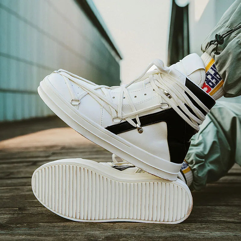 Men's Casual High-top Sports Strap Design Sneakers